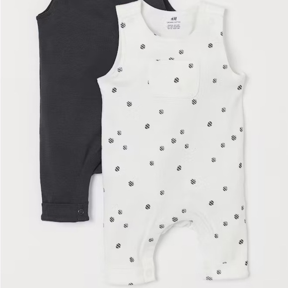 H&M romper sleeveless polka dot white 6/9m organic cotton - Picture 1 of 3